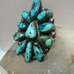 Fred Guerro ring Navajo turquoise huge flower size 7  sterling silver women