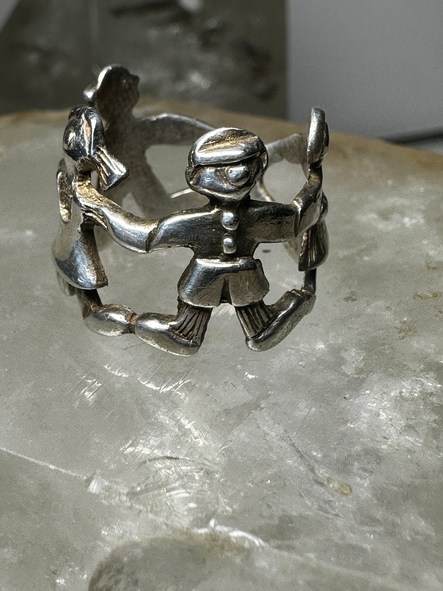 Children ring Teachers band figurative size 5.50 sterling silver women girls