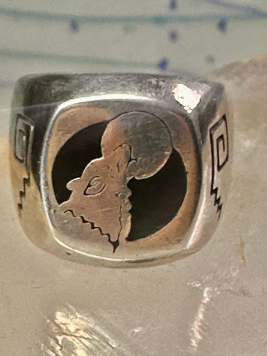 Wolf ring Southwest barking at the moon biker band  size 6.50 women men
