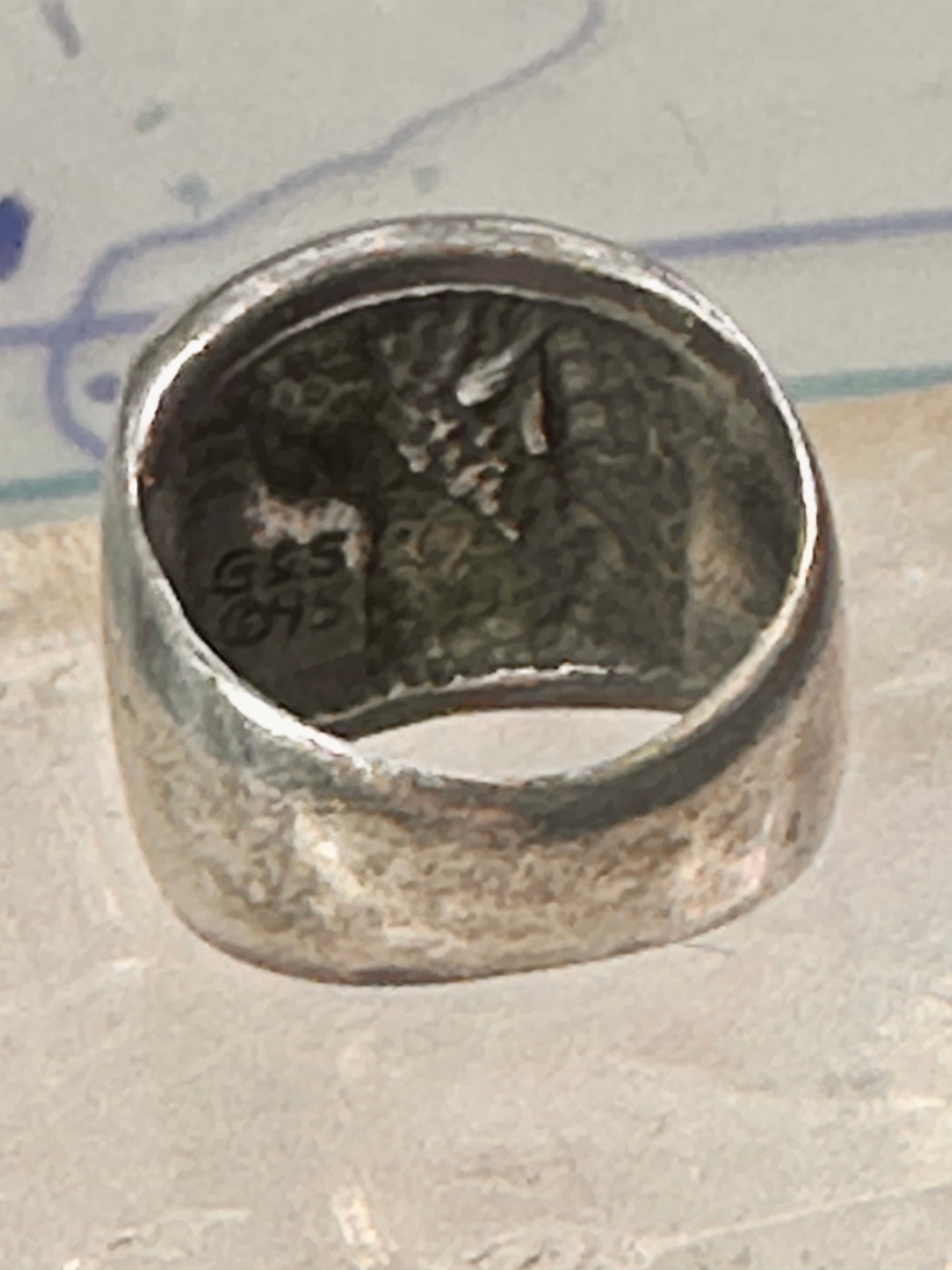 Wolf ring Southwest barking at the moon biker band  size 6.50 women men