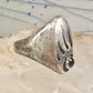 Navajo ring bear footprint size 11.25 onyx sterling silver women men signed R