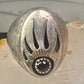 Navajo ring bear footprint size 11.25 onyx sterling silver women men signed R