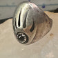 Navajo ring bear footprint size 11.25 onyx sterling silver women men signed R