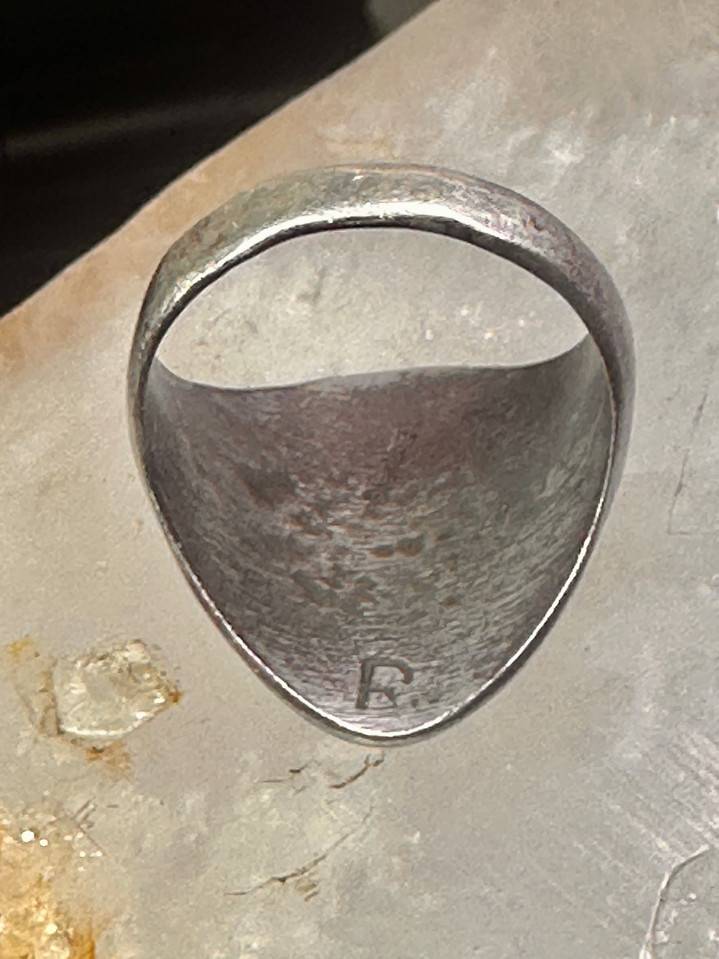Navajo ring bear footprint size 11.25 onyx sterling silver women men signed R