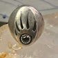 Navajo ring bear footprint size 11.25 onyx sterling silver women men signed R