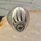 Navajo ring bear footprint size 11.25 onyx sterling silver women men signed R