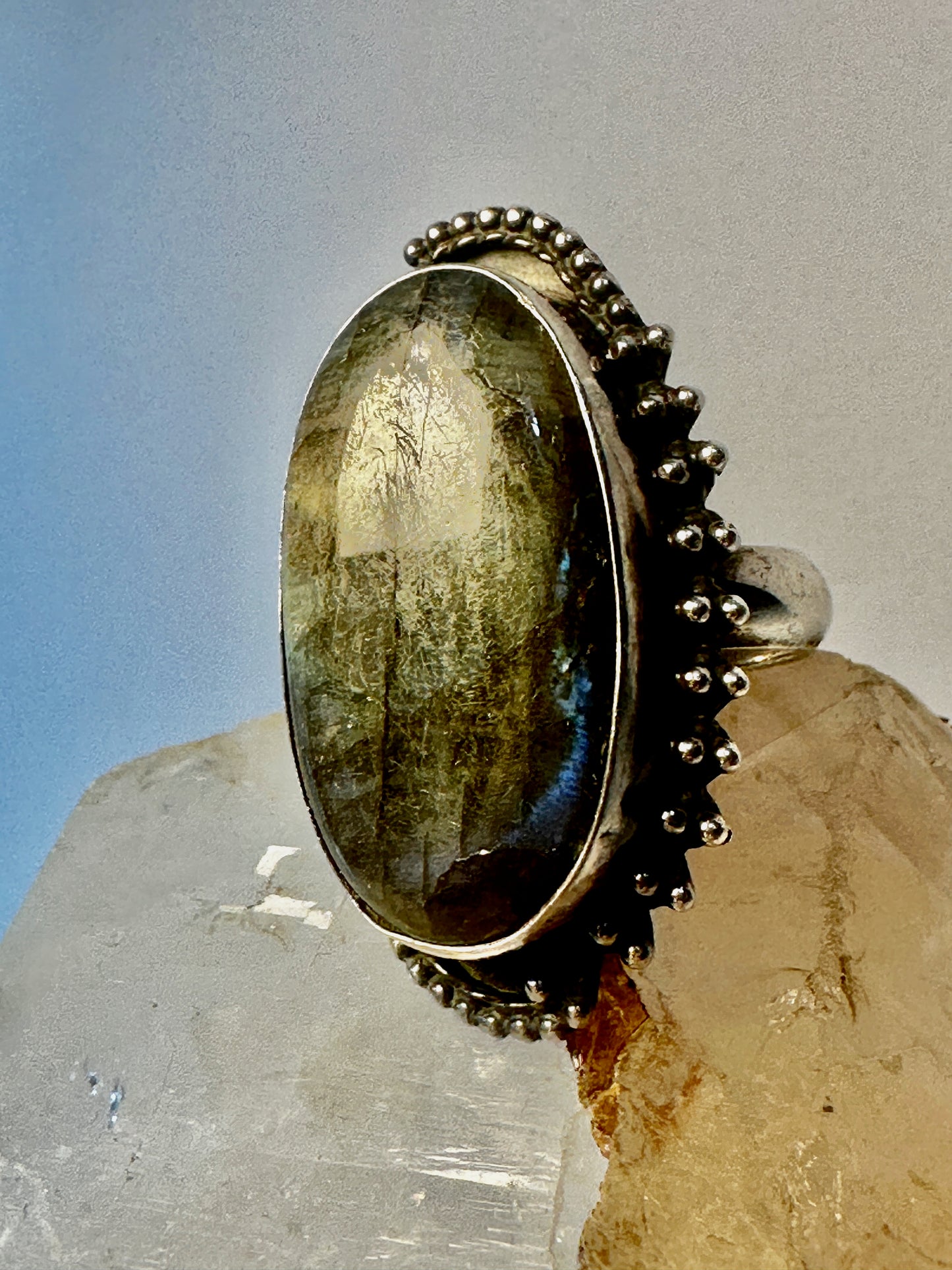 Labradorite ring size 9.25  Navajo sterling silver women