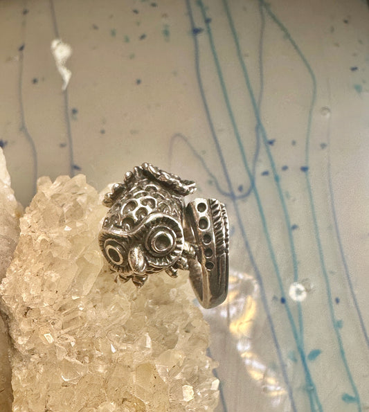 Owl ring size 8 bird band sterling silver women girls