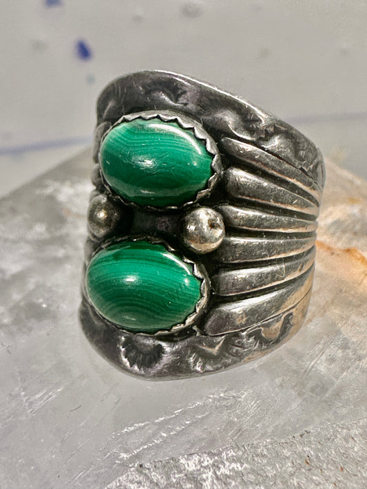 Navajo malachite ring cigar band pinky size 2.75 sterling silver women girls