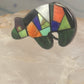 Bear ring size 6.50 turquoise abalone malachite&nbsp; spiny oyster sterling silver women