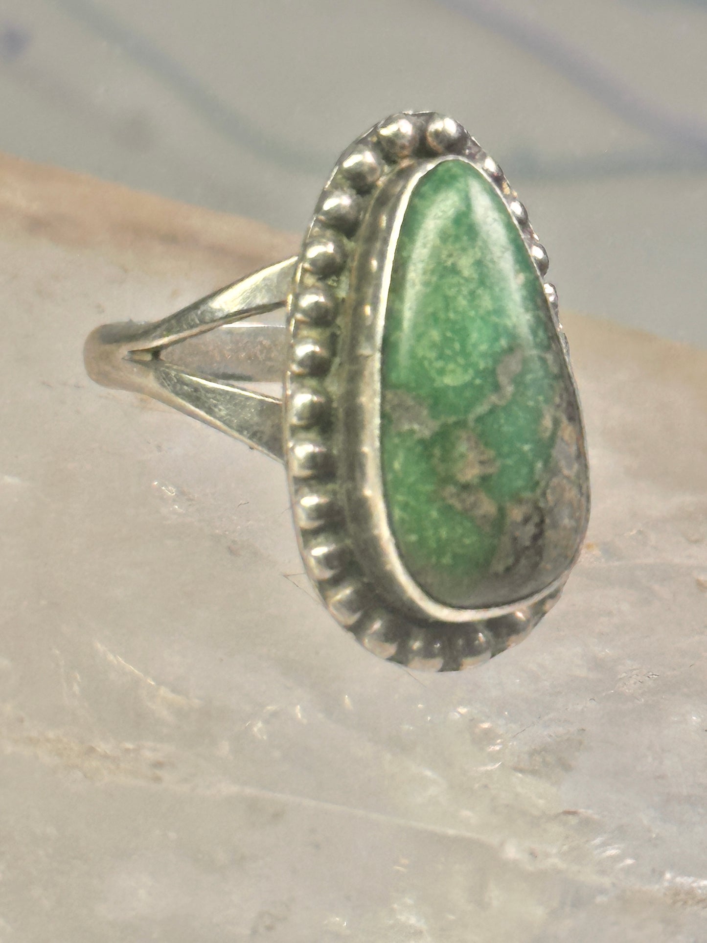 Navajo ring size 9.75 green turquoise sterling silver women signed EVA