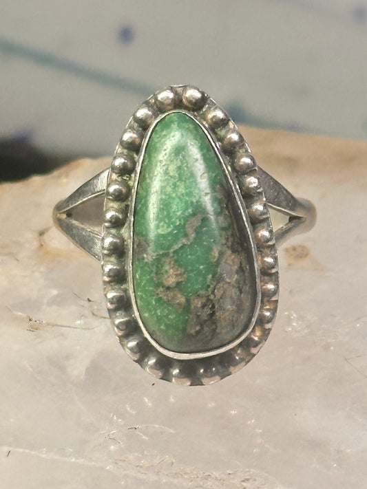 Navajo ring size 9.75 green turquoise sterling silver women signed EVA