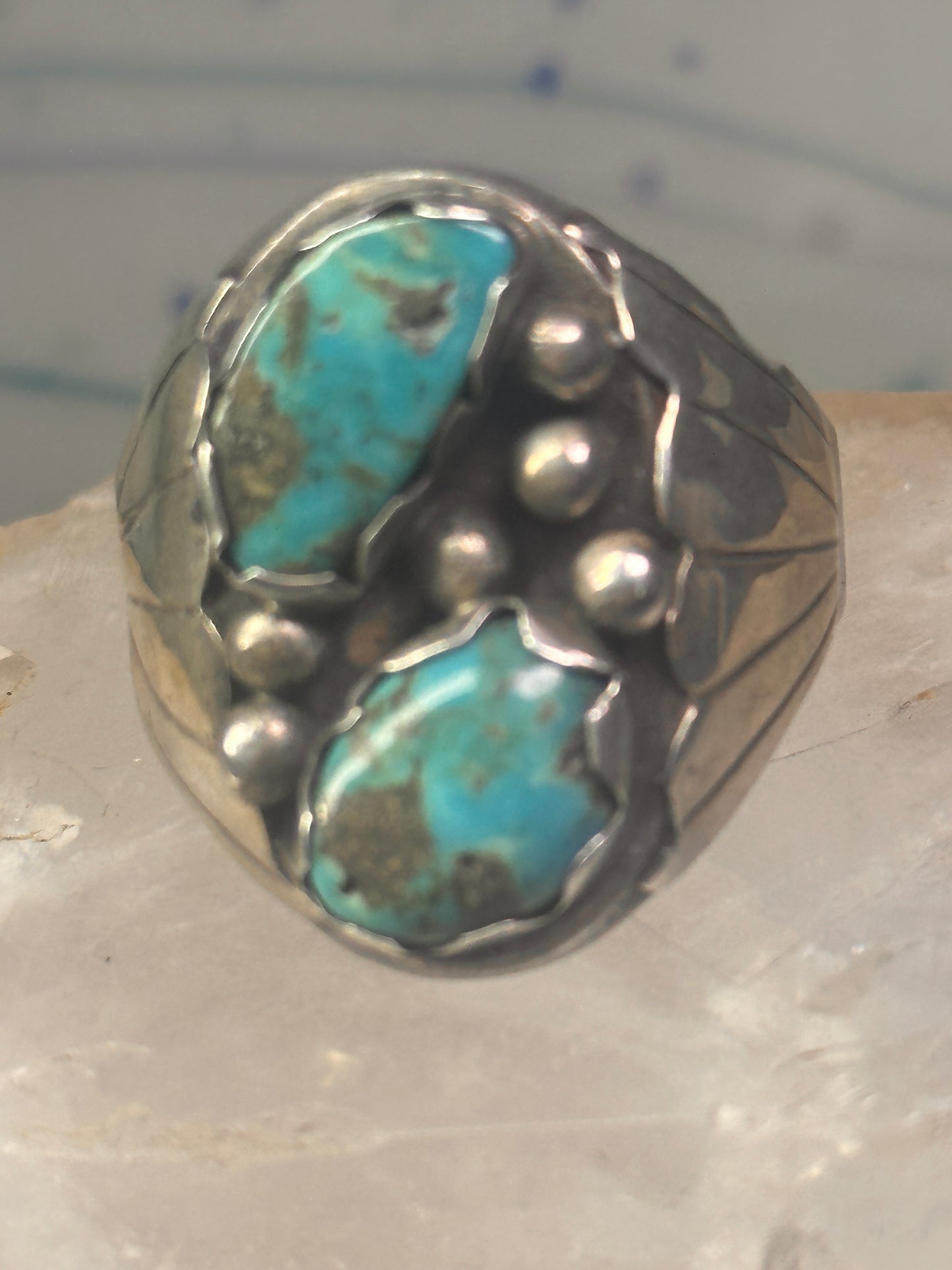 Navajo turquoise Ring Big Size size 17 sterling silver men