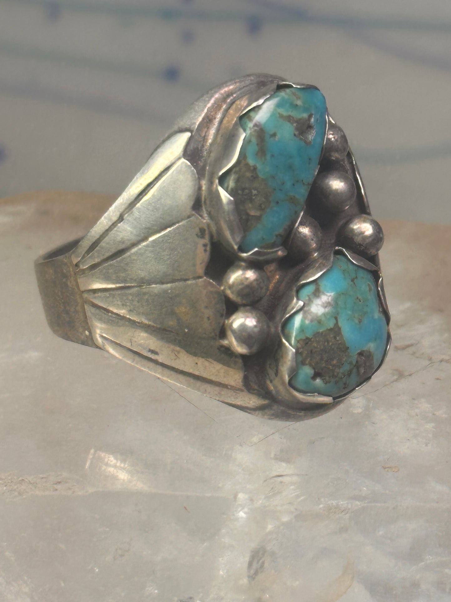 Navajo turquoise Ring Big Size size 17 sterling silver men