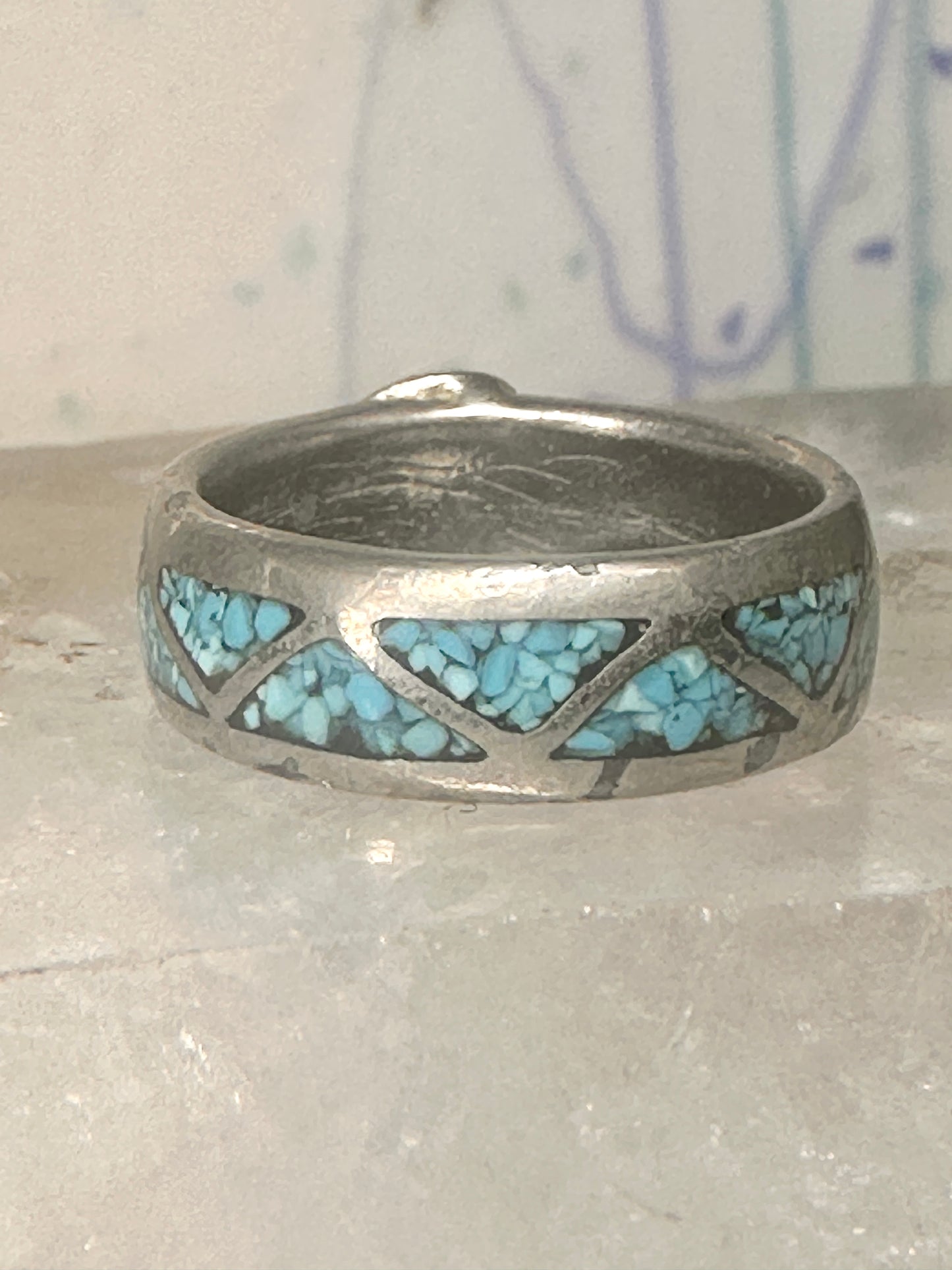 Zuni ring turquoise wedding band size 5.75 sterling silver women pinky