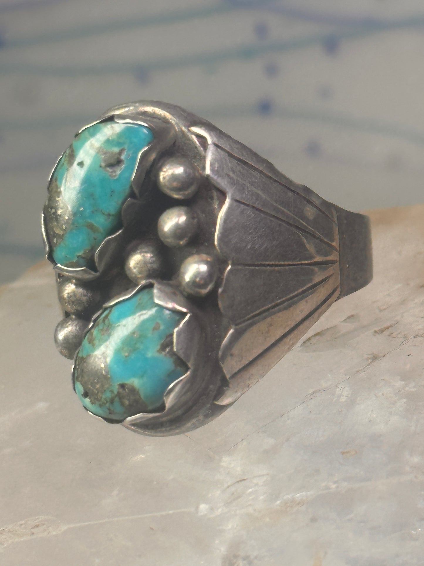 Navajo turquoise Ring Big Size size 17 sterling silver men