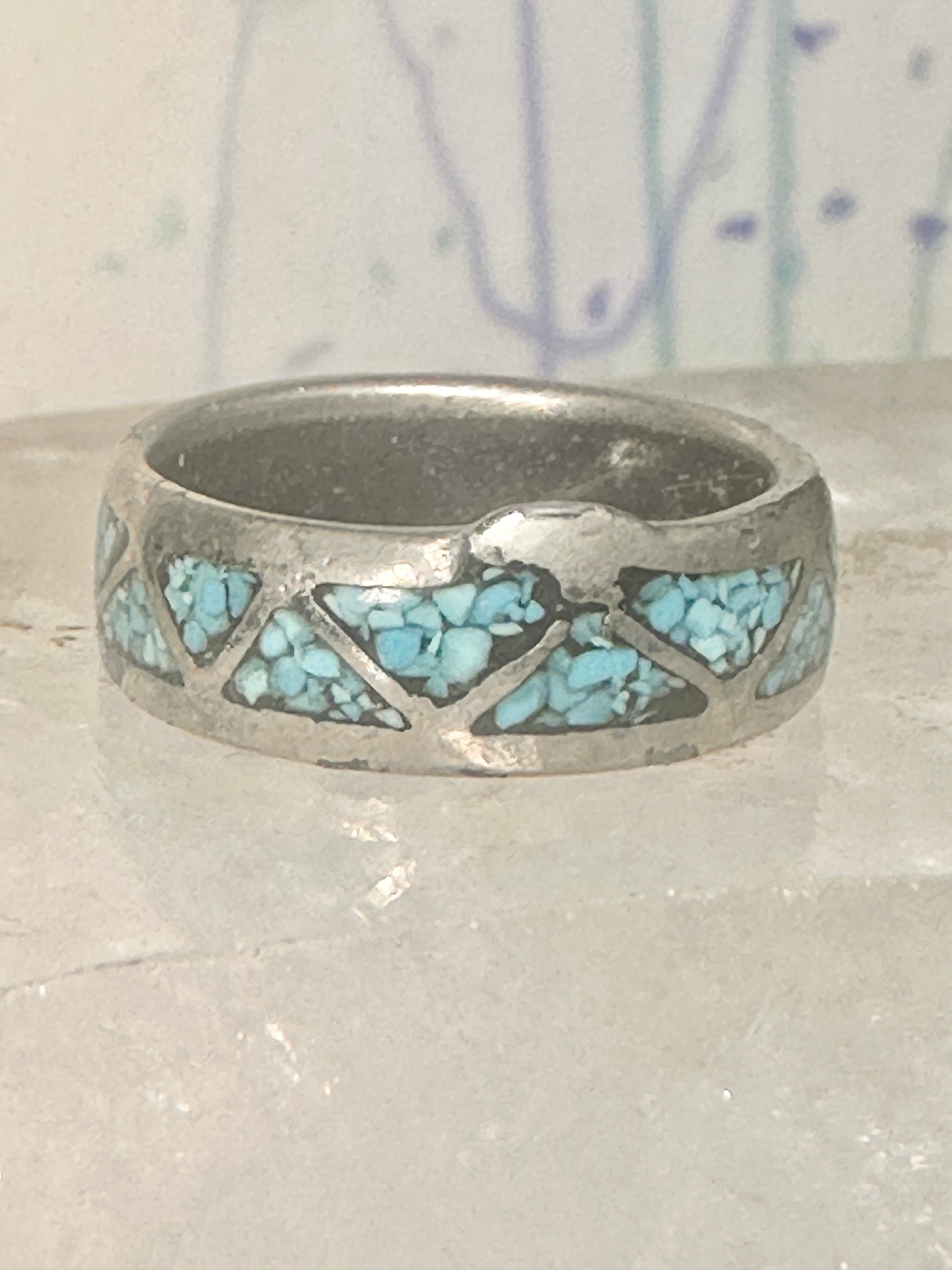 Zuni ring turquoise wedding band size 5.75 sterling silver women pinky