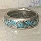 Zuni ring turquoise wedding band size 5.75 sterling silver women pinky
