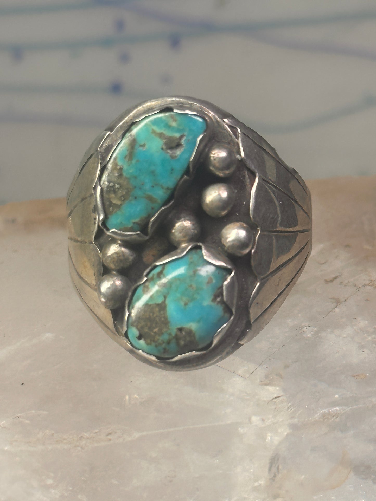 Navajo turquoise Ring Big Size size 17 sterling silver men