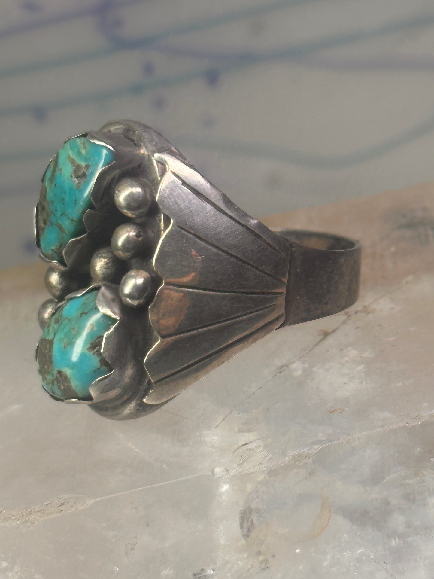 Navajo turquoise Ring Big Size size 17 sterling silver men