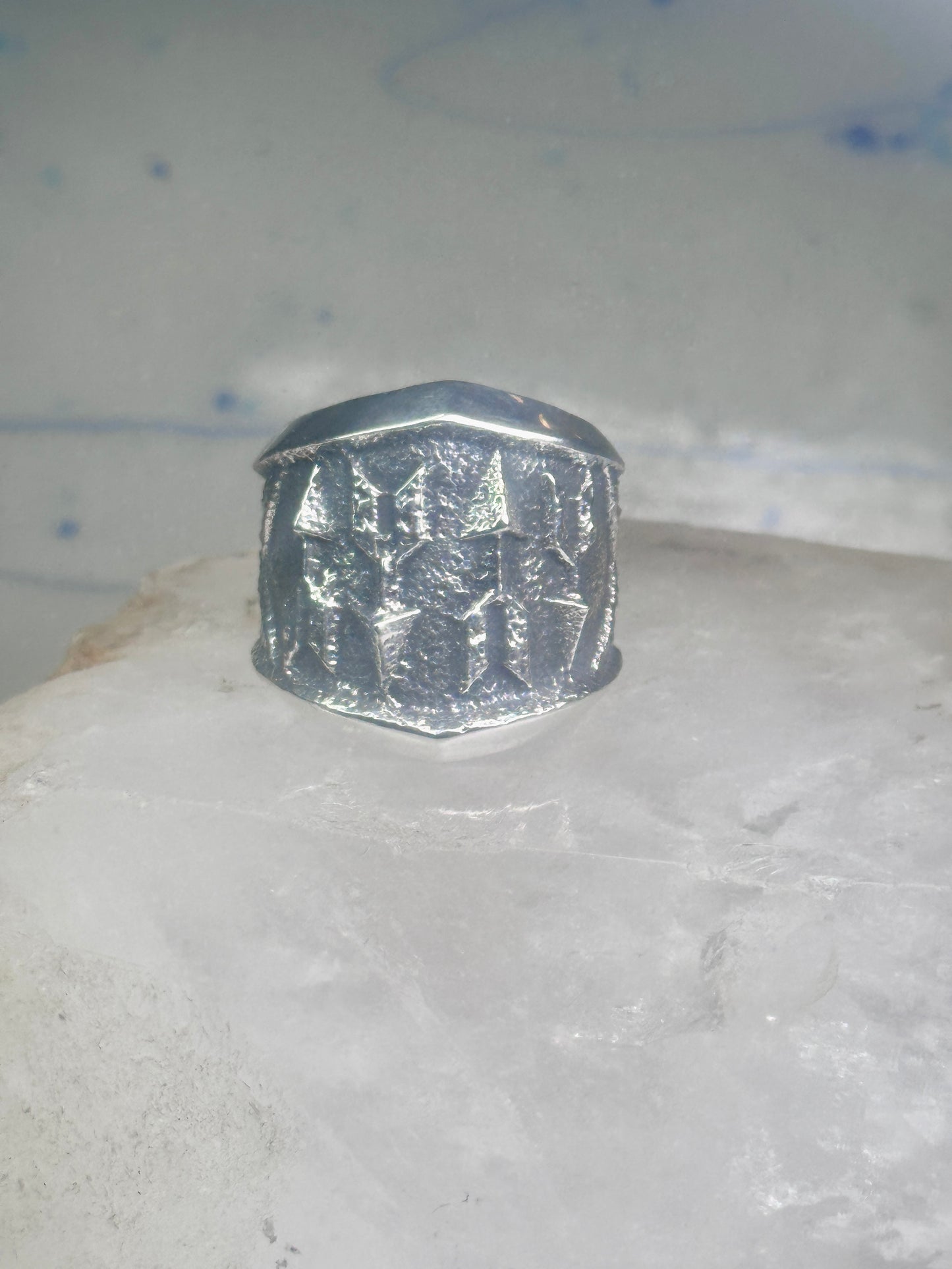 Kevin Yazzie Ring Navajo Arrow Tufa band sterling silver size 9.25 women men