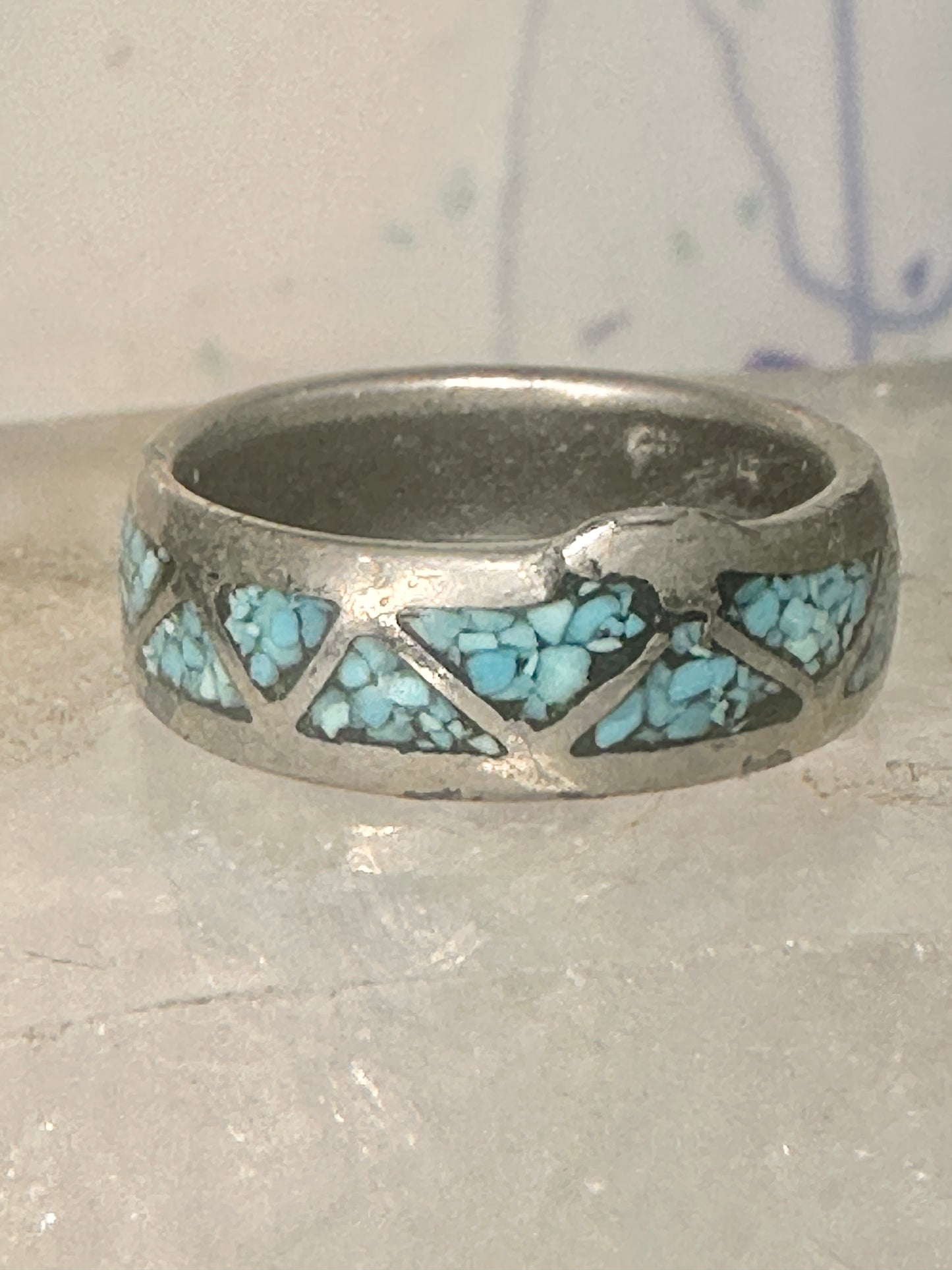 Zuni ring turquoise wedding band size 5.75 sterling silver women pinky