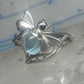 Vintage Sterling Silver Bumblebee Cocktail Ring Light Blue Cabochon Dark Blue Accent Size 8.75 925