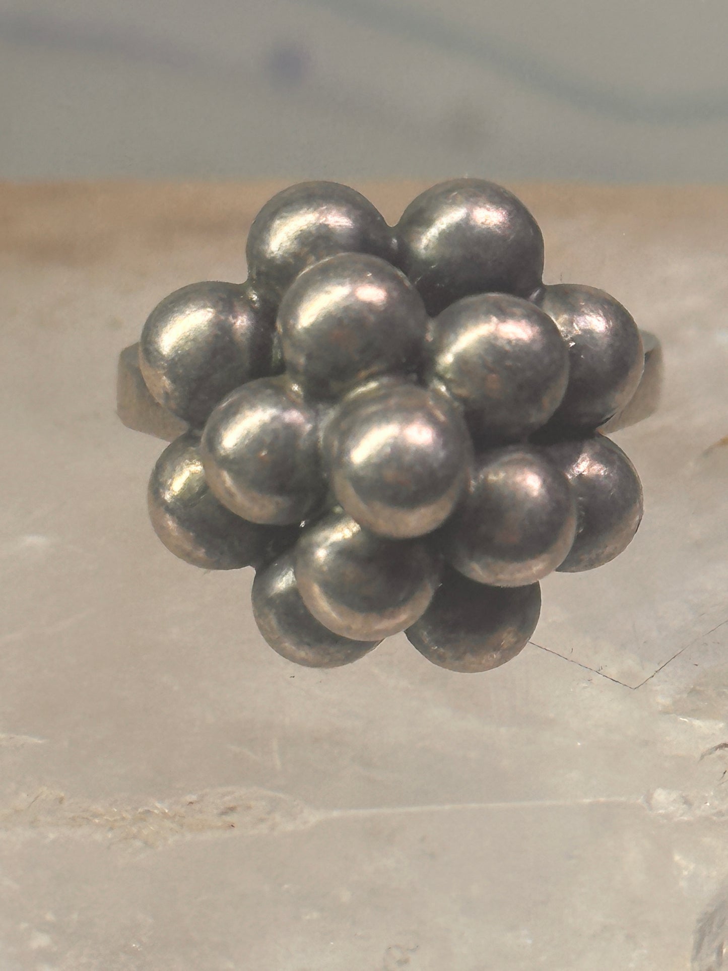 Bead ring southwest size 9 adjustable sterling silver women girls