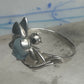 Vintage Sterling Silver Bumblebee Cocktail Ring Light Blue Cabochon Dark Blue Accent Size 8.75 925