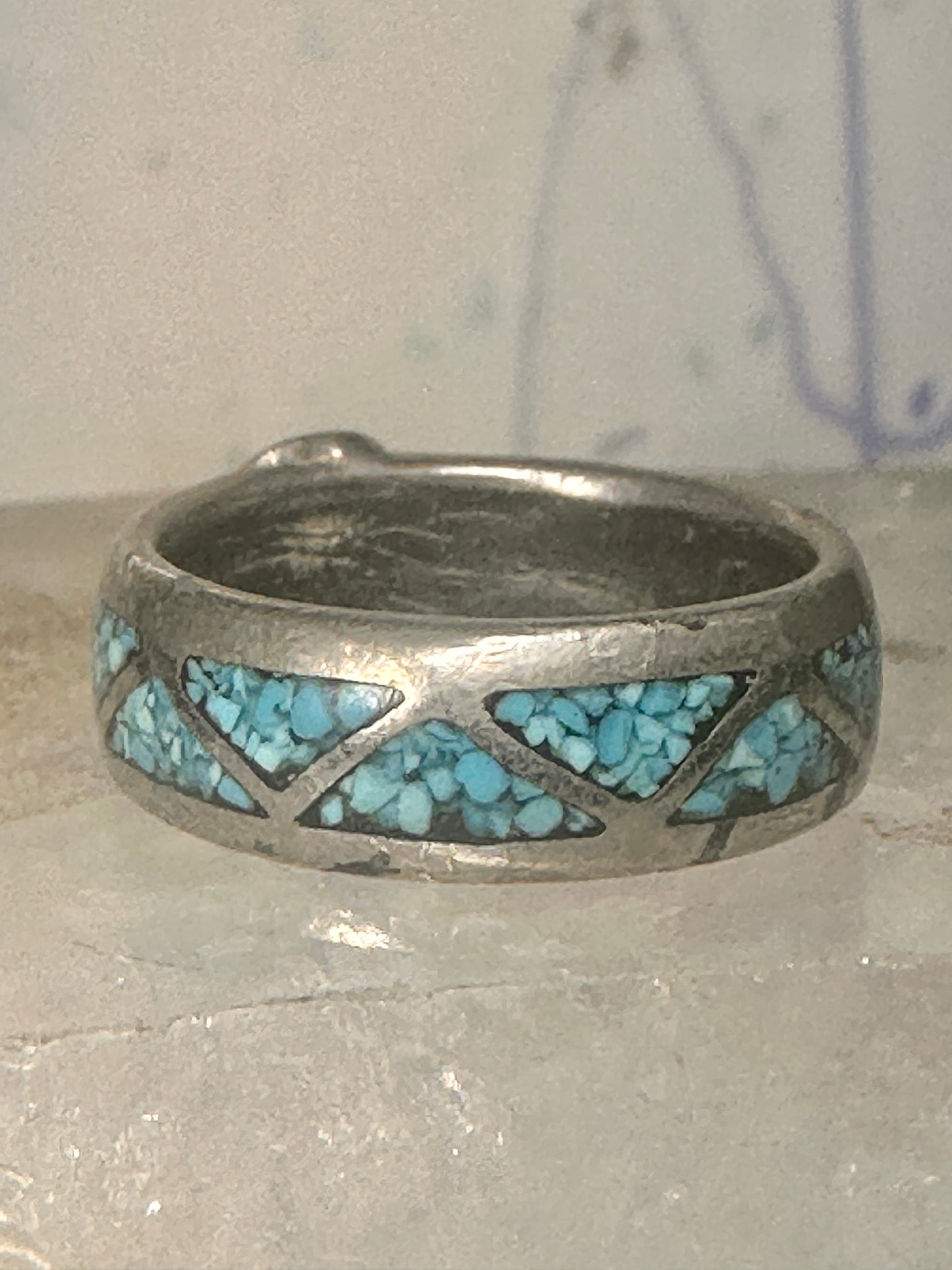 Zuni ring turquoise wedding band size 5.75 sterling silver women pinky