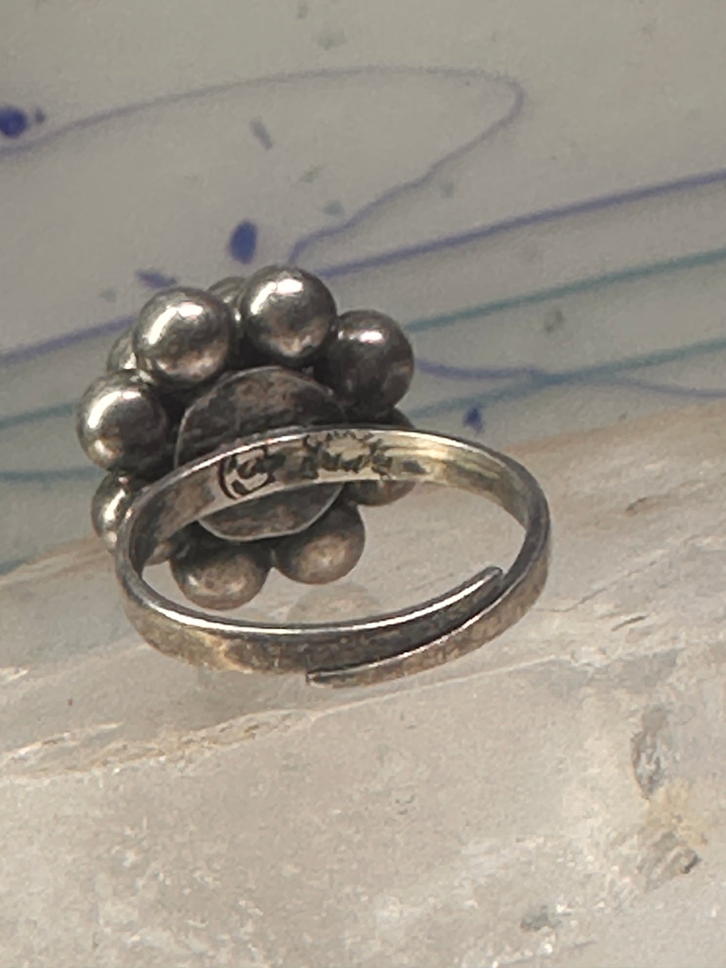 Bead ring southwest size 9 adjustable sterling silver women girls
