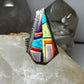 David Tune ring Navajo Tombstone coral lapis turquoise MOP size 10.50 sterling silver women men