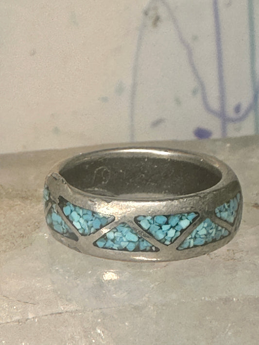 Zuni ring turquoise wedding band size 5.75 sterling silver women pinky