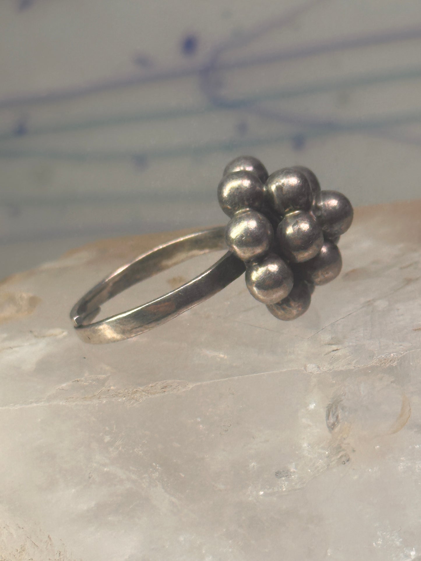 Bead ring southwest size 9 adjustable sterling silver women girls