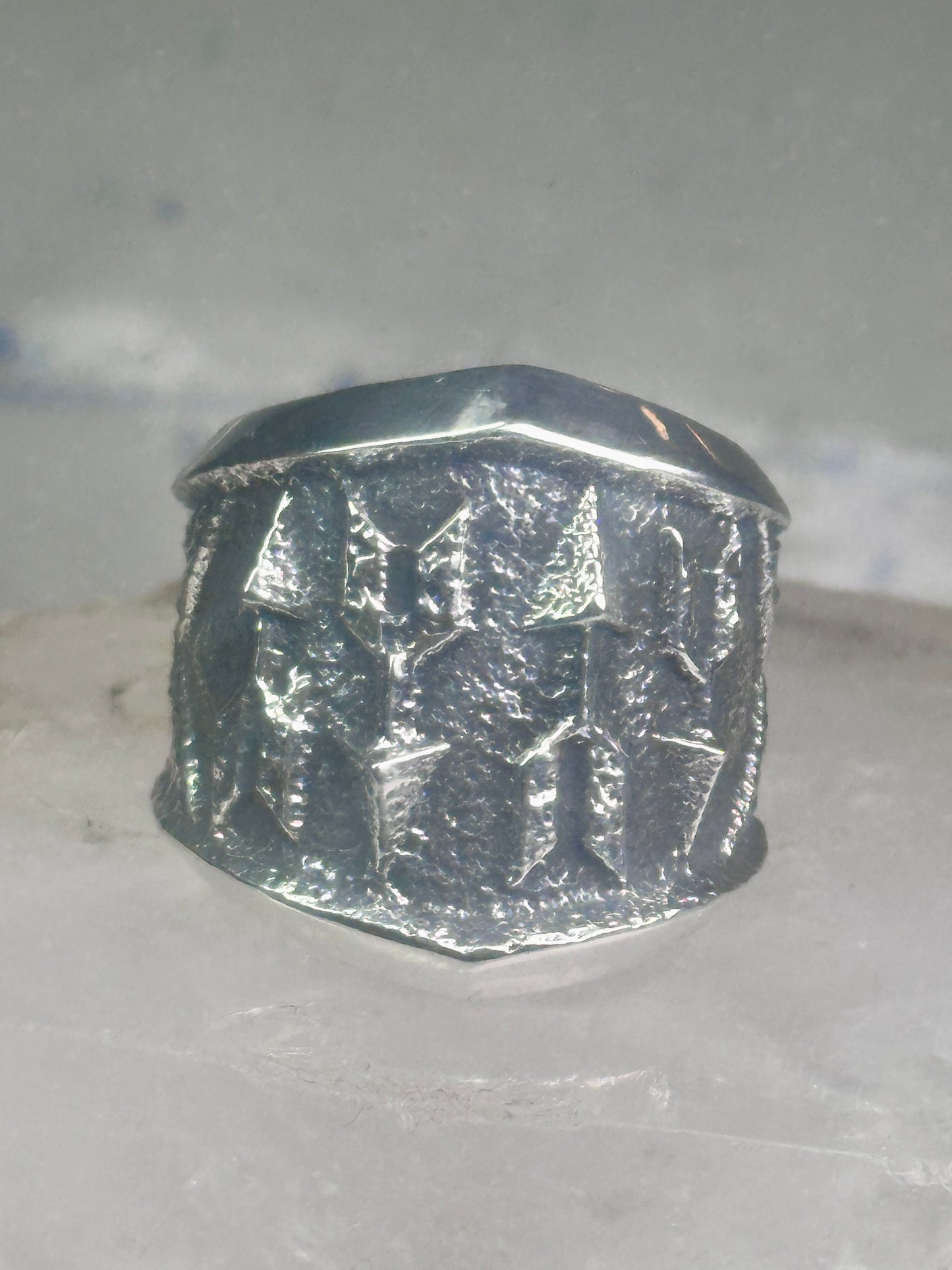 Kevin Yazzie Ring Navajo Arrow Tufa band sterling silver size 9.25 women men