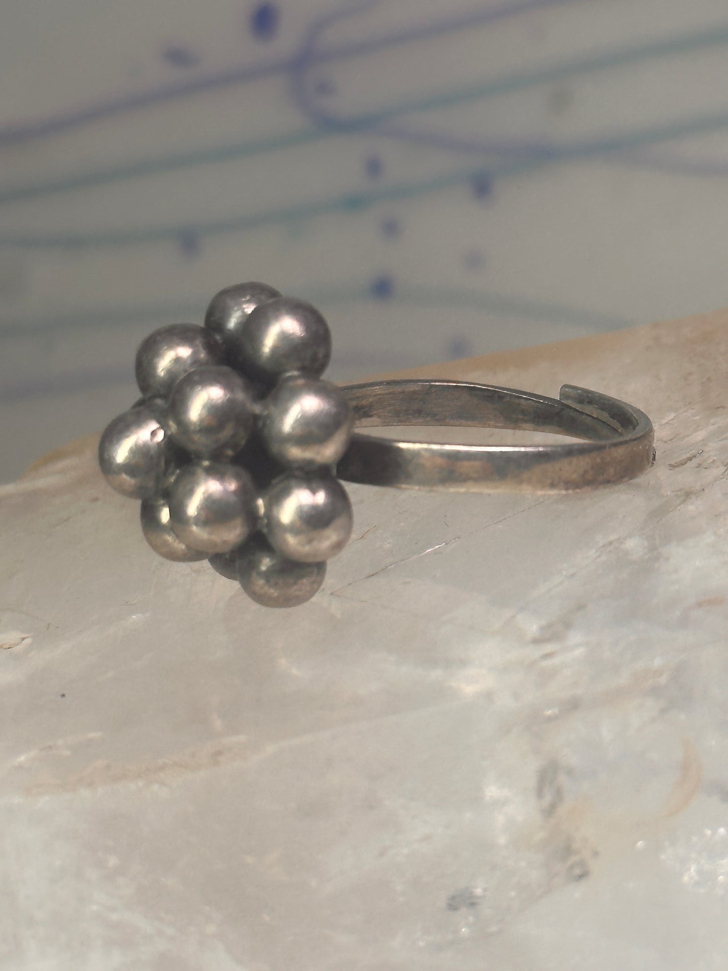 Bead ring southwest size 9 adjustable sterling silver women girls