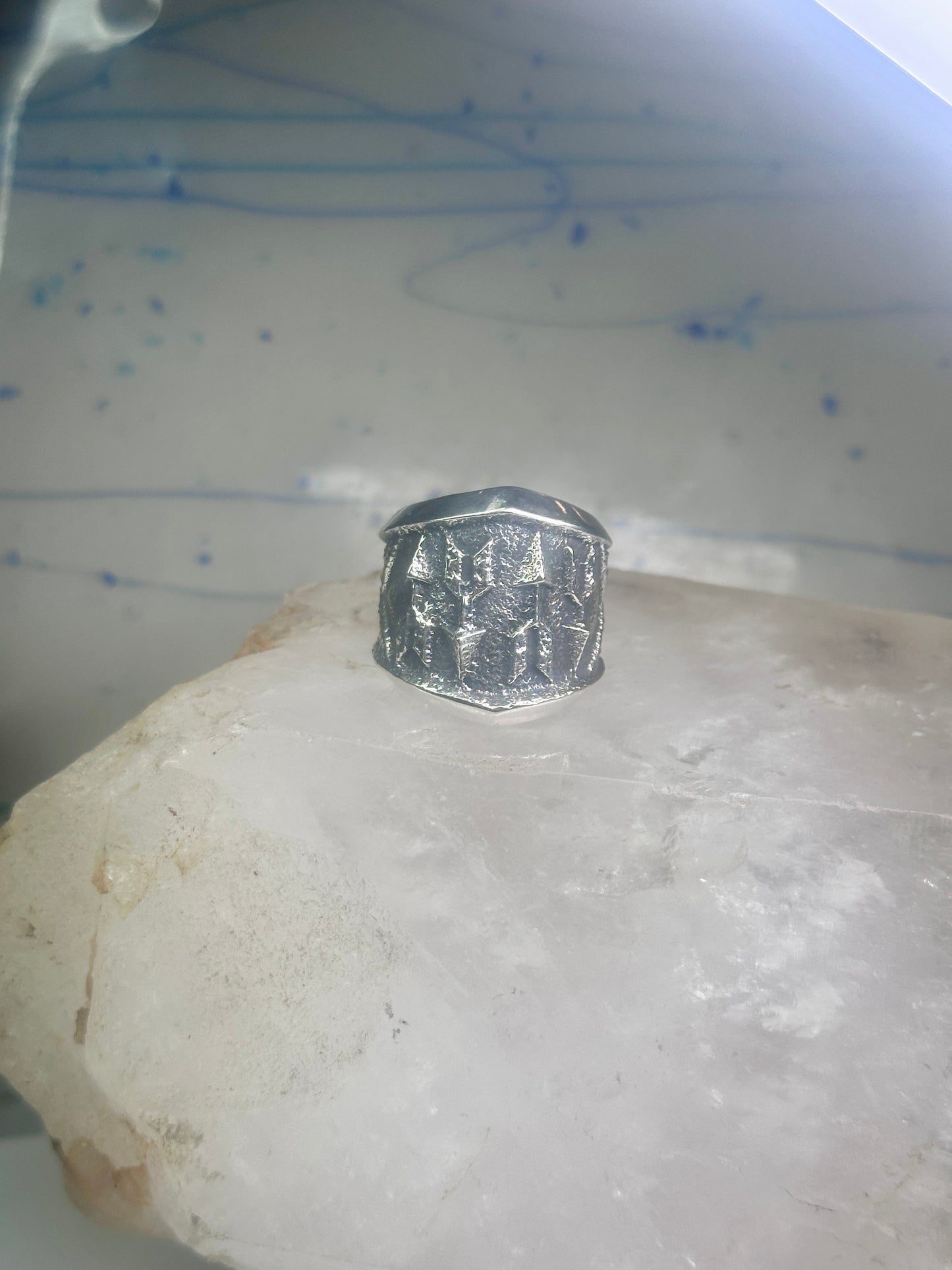 Kevin Yazzie Ring Navajo Arrow Tufa band sterling silver size 9.25 women men