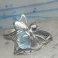 Vintage Sterling Silver Bumblebee Cocktail Ring Light Blue Cabochon Dark Blue Accent Size 8.75 925