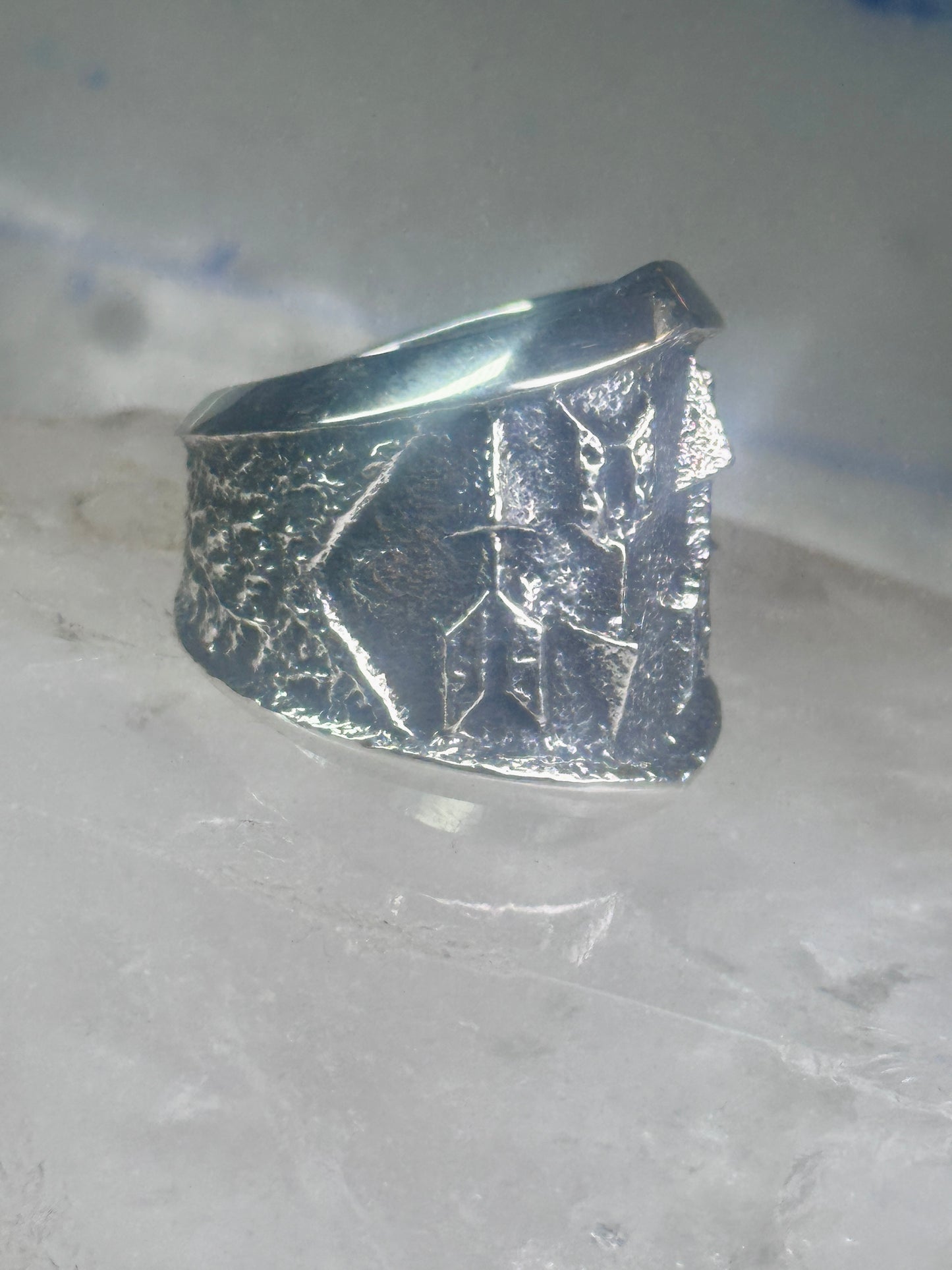 Kevin Yazzie Ring Navajo Arrow Tufa band sterling silver size 9.25 women men