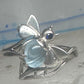 Vintage Sterling Silver Bumblebee Cocktail Ring Light Blue Cabochon Dark Blue Accent Size 8.75 925