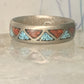 Zuni ring turquoise coral chips wedding band size 11.50 sterling silver women men