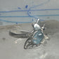 Vintage Sterling Silver Bumblebee Cocktail Ring Light Blue Cabochon Dark Blue Accent Size 8.75 925