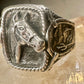 Horse ring size 11 Horseshoe southwest band cowboy cactus sterling silver women men