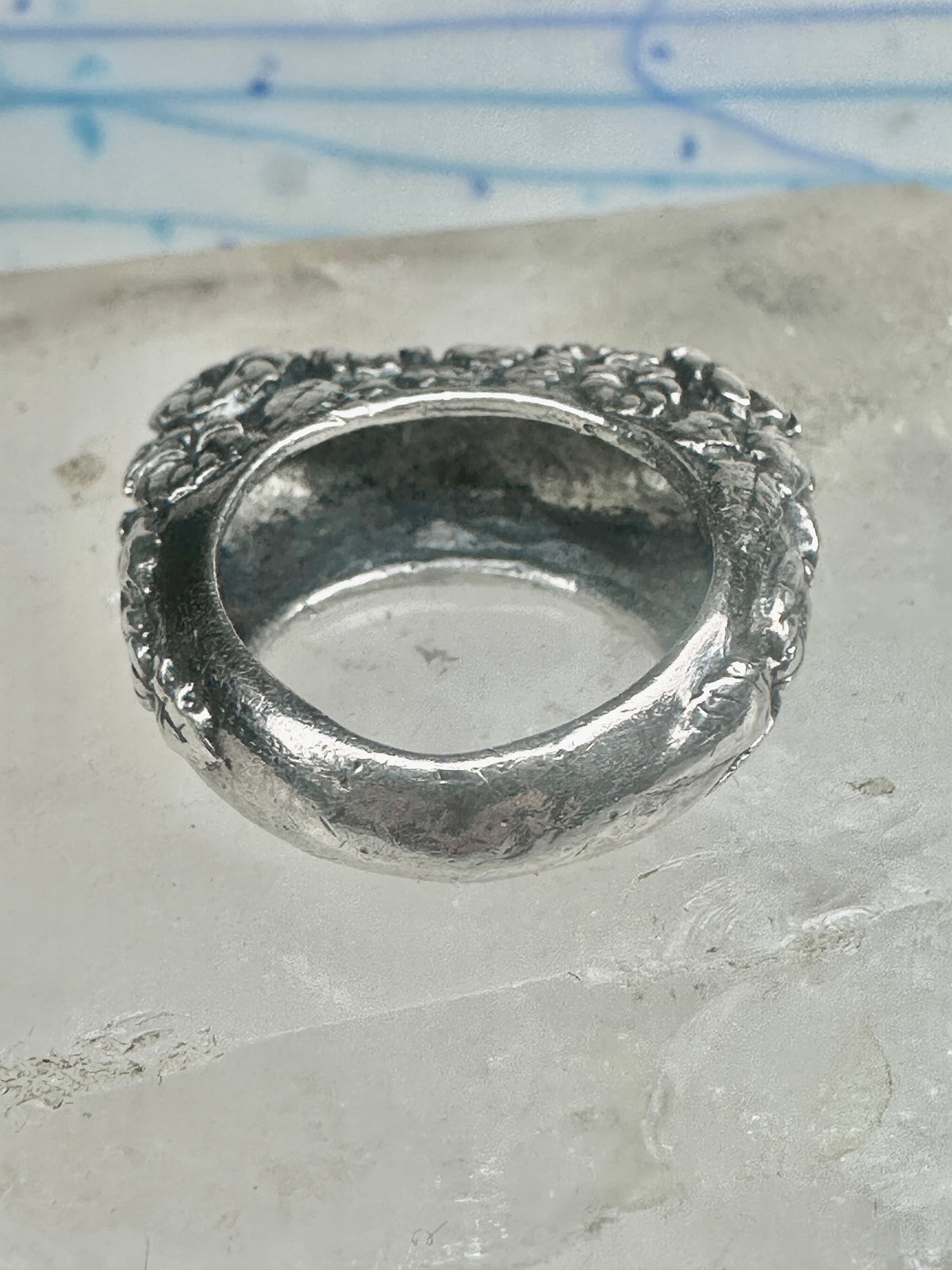 Vintage Dian Malouf Sterling Silver Floral Repousse Dome Ring Flower Garden Statement Size 6 925