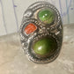 Navajo Snake ring turquoise coral band size 11.50 sterling silver women men