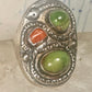 Navajo Snake ring turquoise coral band size 11.50 sterling silver women men