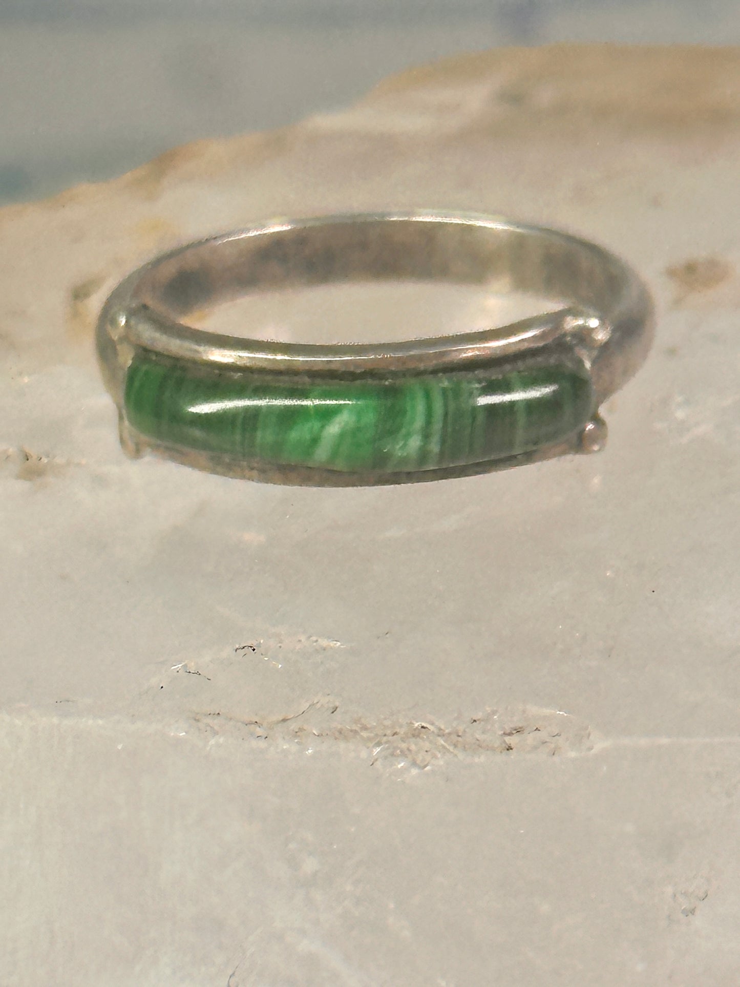 Navajo Malachite ring size 6 southwest band sterling silver women girls