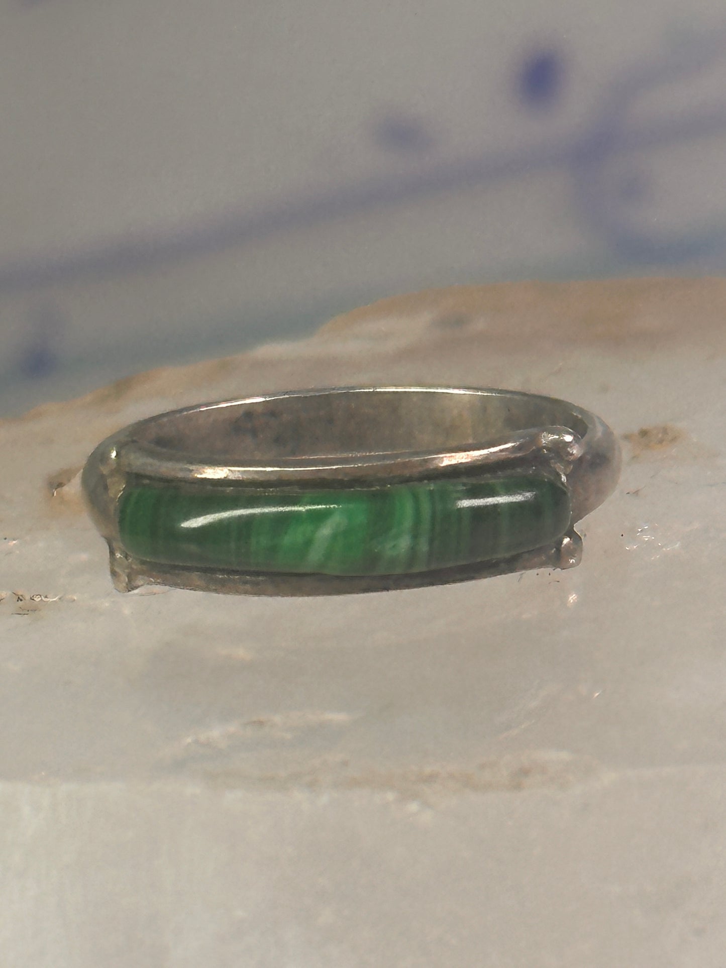 Navajo Malachite ring size 6 southwest band sterling silver women girls