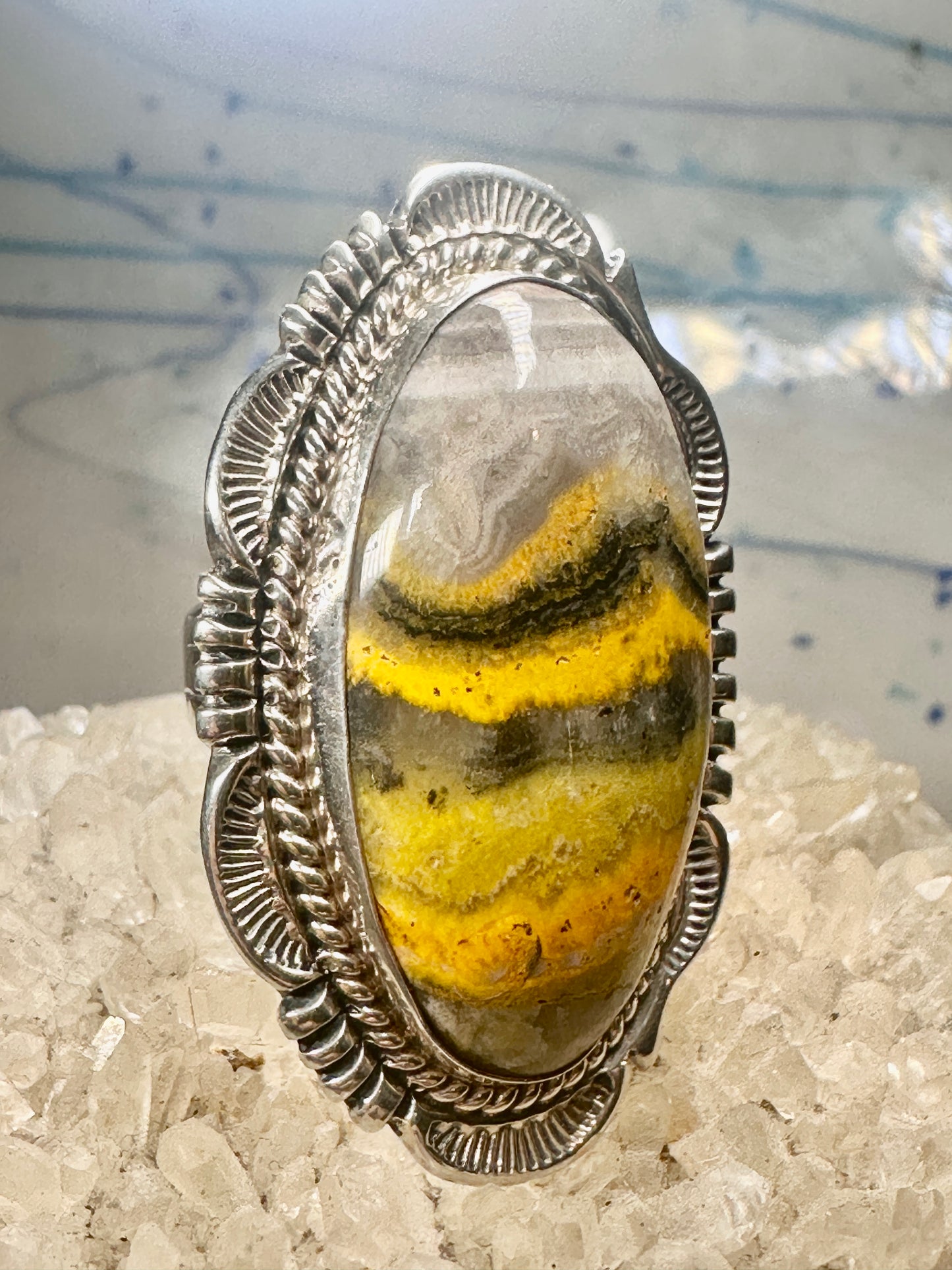 Bumblebee Jasper ring size 6.50 Navajo sterling silver women signed