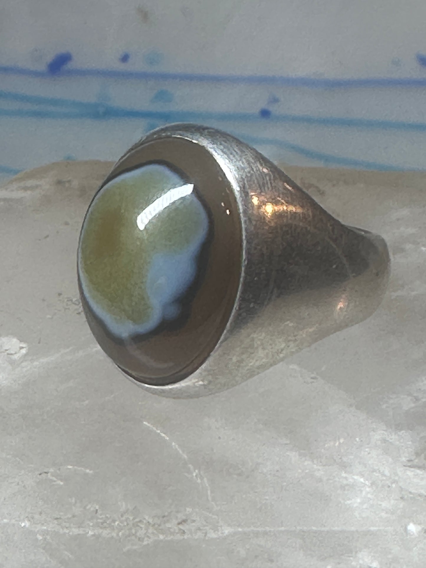 Agate Ring Wm Wheeler Ring band sterling silver size 9.50 women men